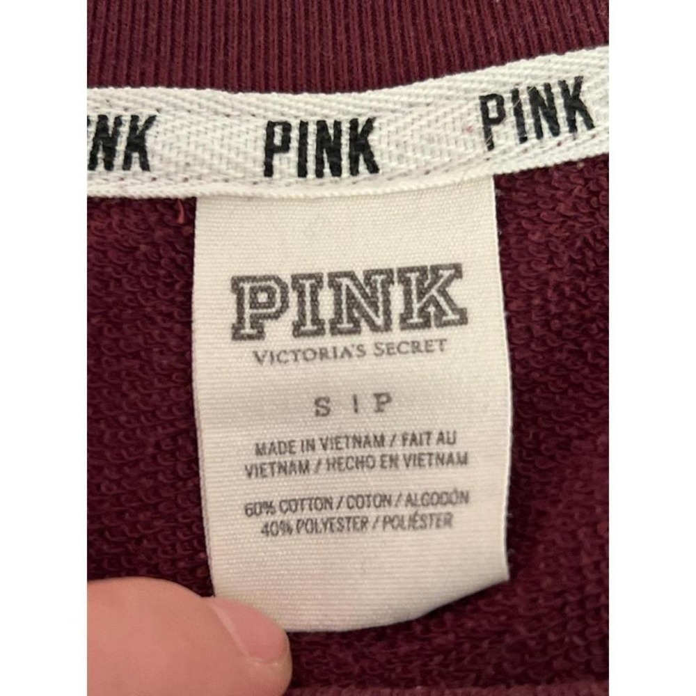 VTG VS PINK Long Sleeve Maroon Cream Dog Logo #PINKNATION Sweatshirt Sz S - Picture 3 of 5